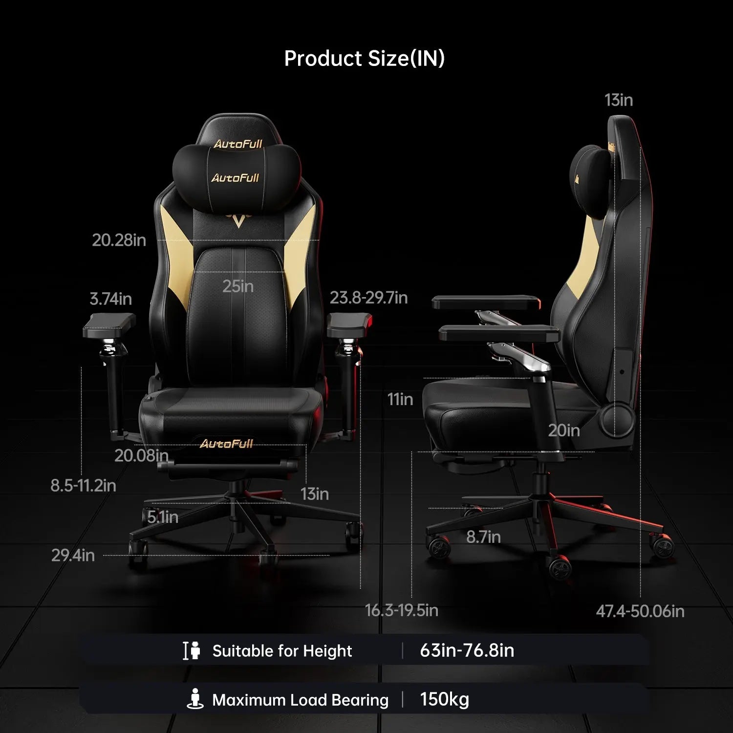 AutoFull M6 Ultra Black Gaming Chair with Massage AutoFull
