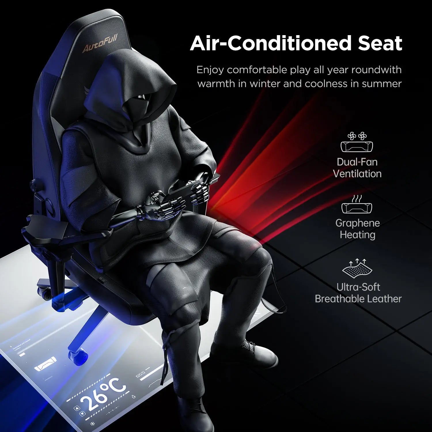 AutoFull M6 Pro Gaming Chair with Ventilation and Heating Cushion AutoFull