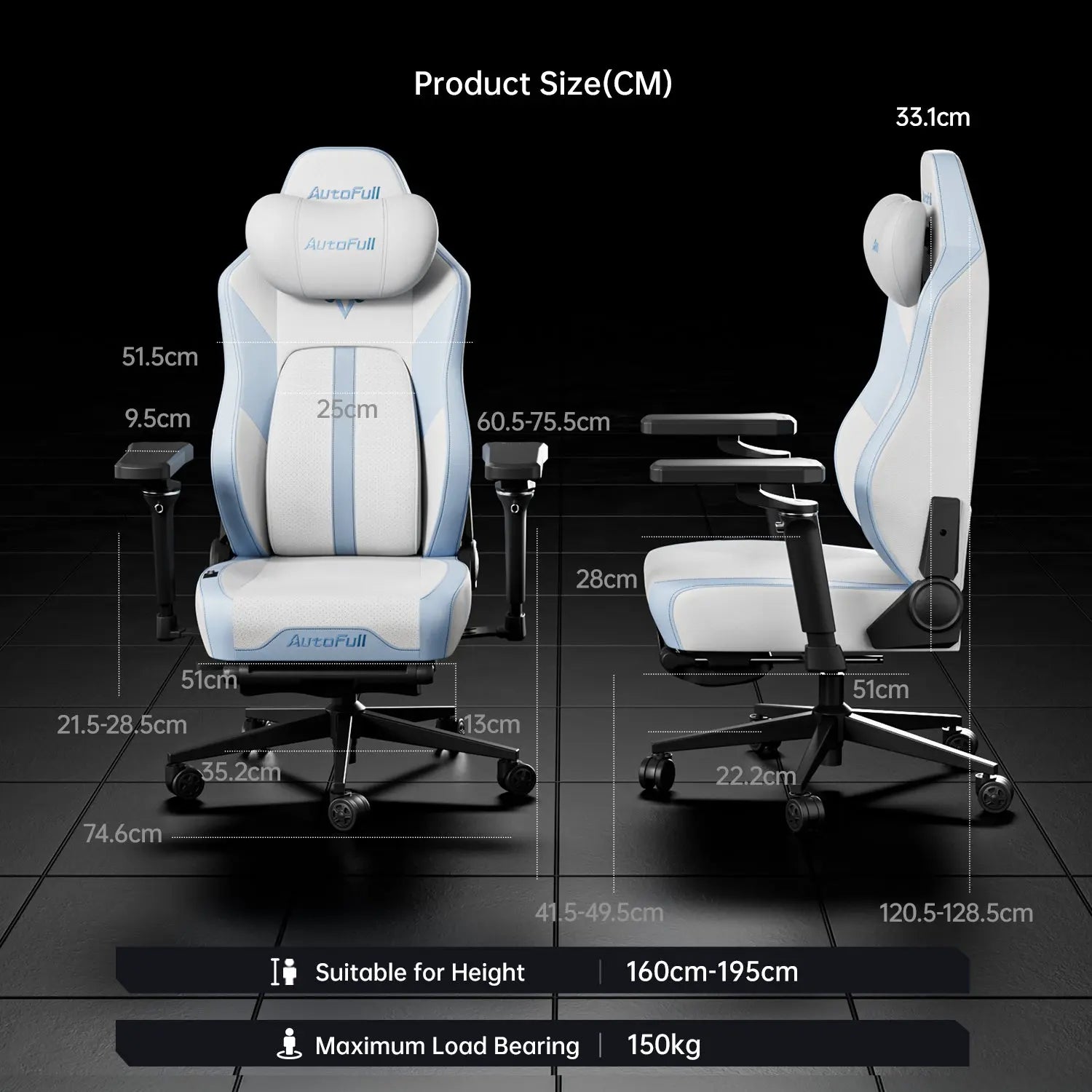 AutoFull M6 Ultra White Gaming Chair with Massage AutoFull