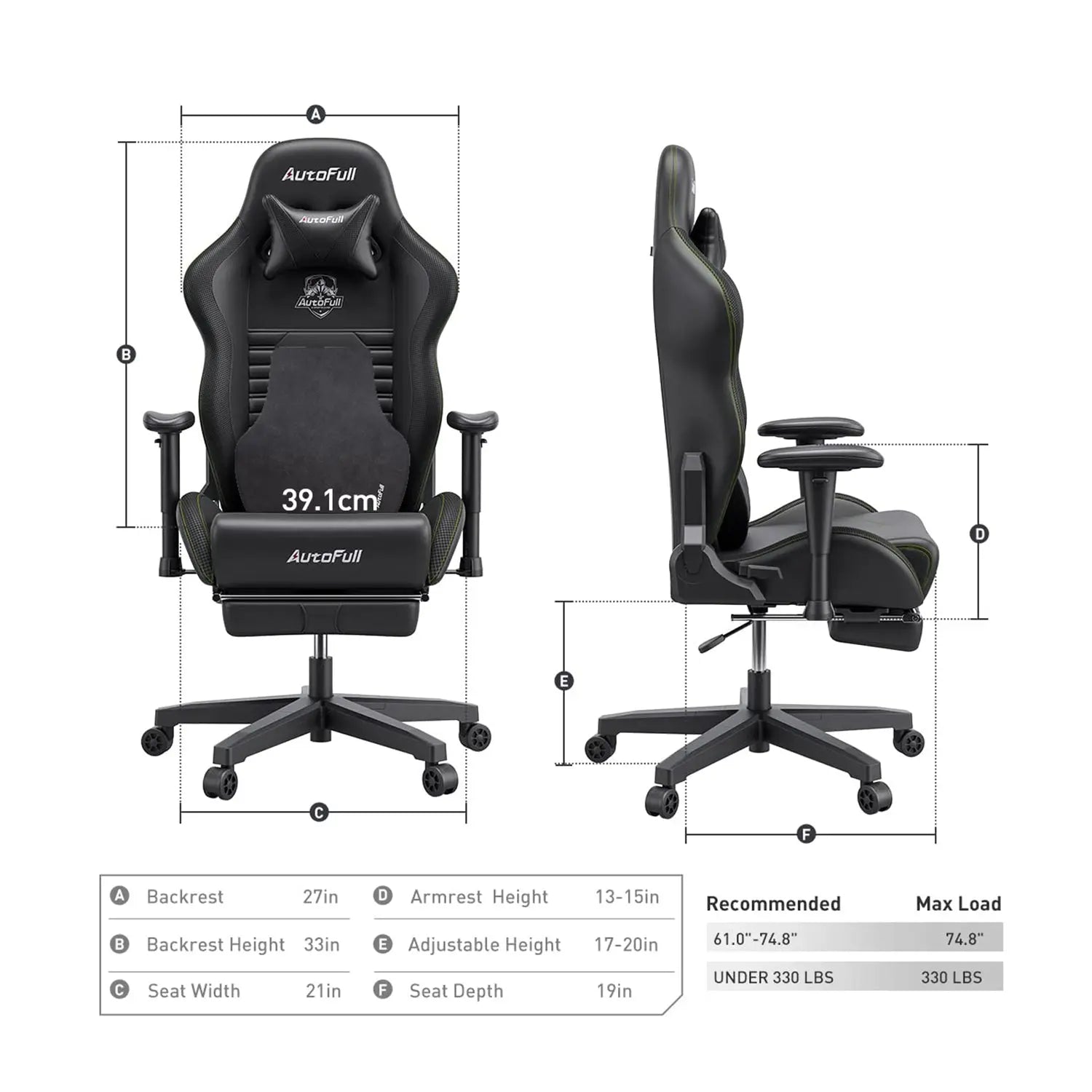AutoFull C3 Gaming Chair with Ergonomic Lumbar Pillow AutoFull US